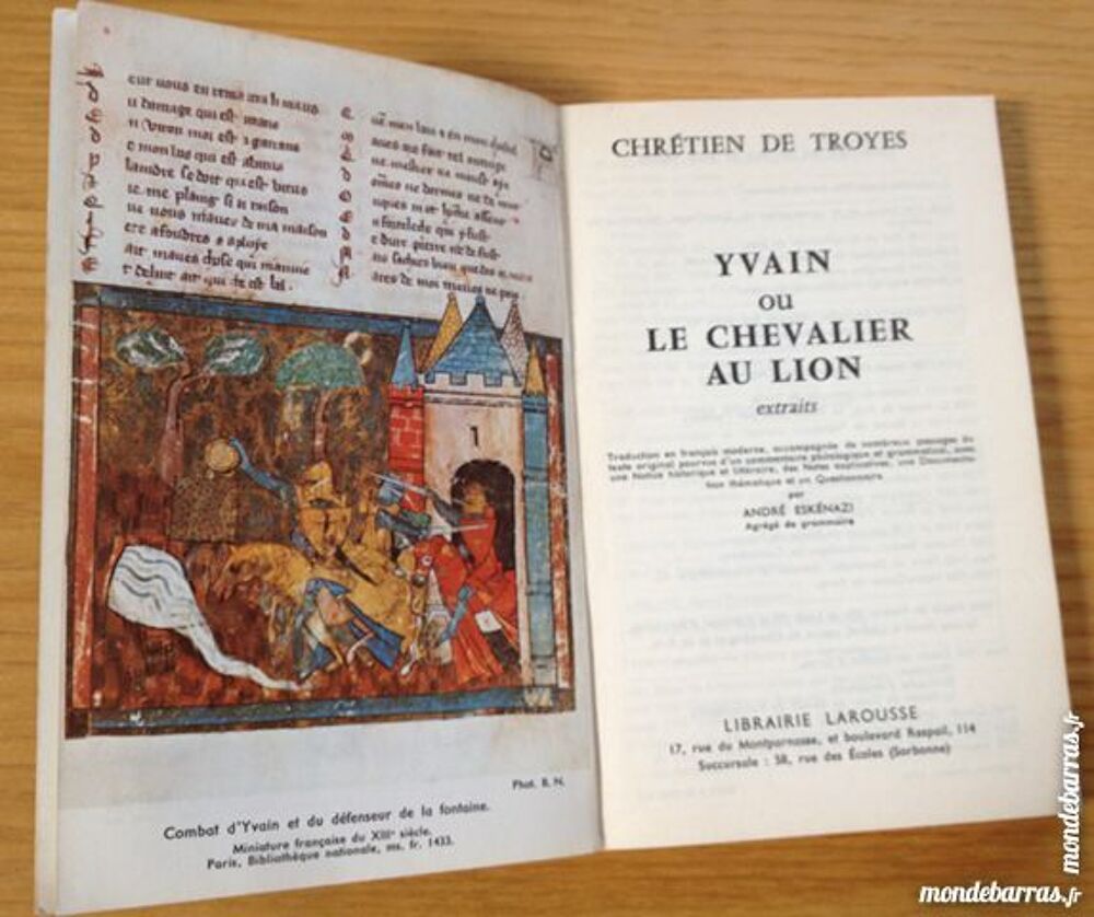 Yvain ou le chevalier au lion Livres et BD