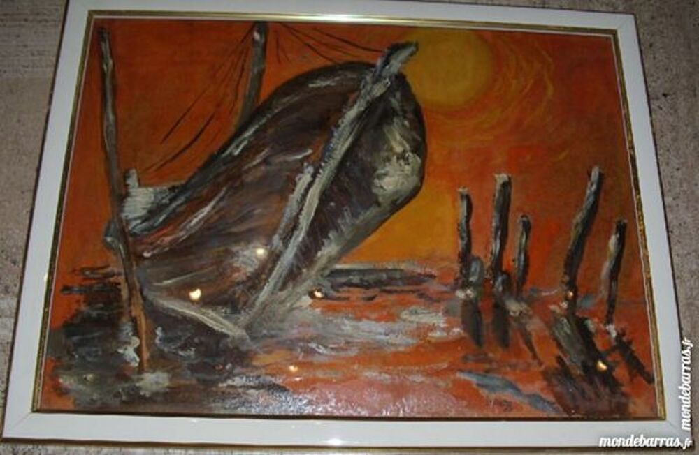 Tableau &laquo;Vieux bateau au cr&eacute;puscule &raquo; 