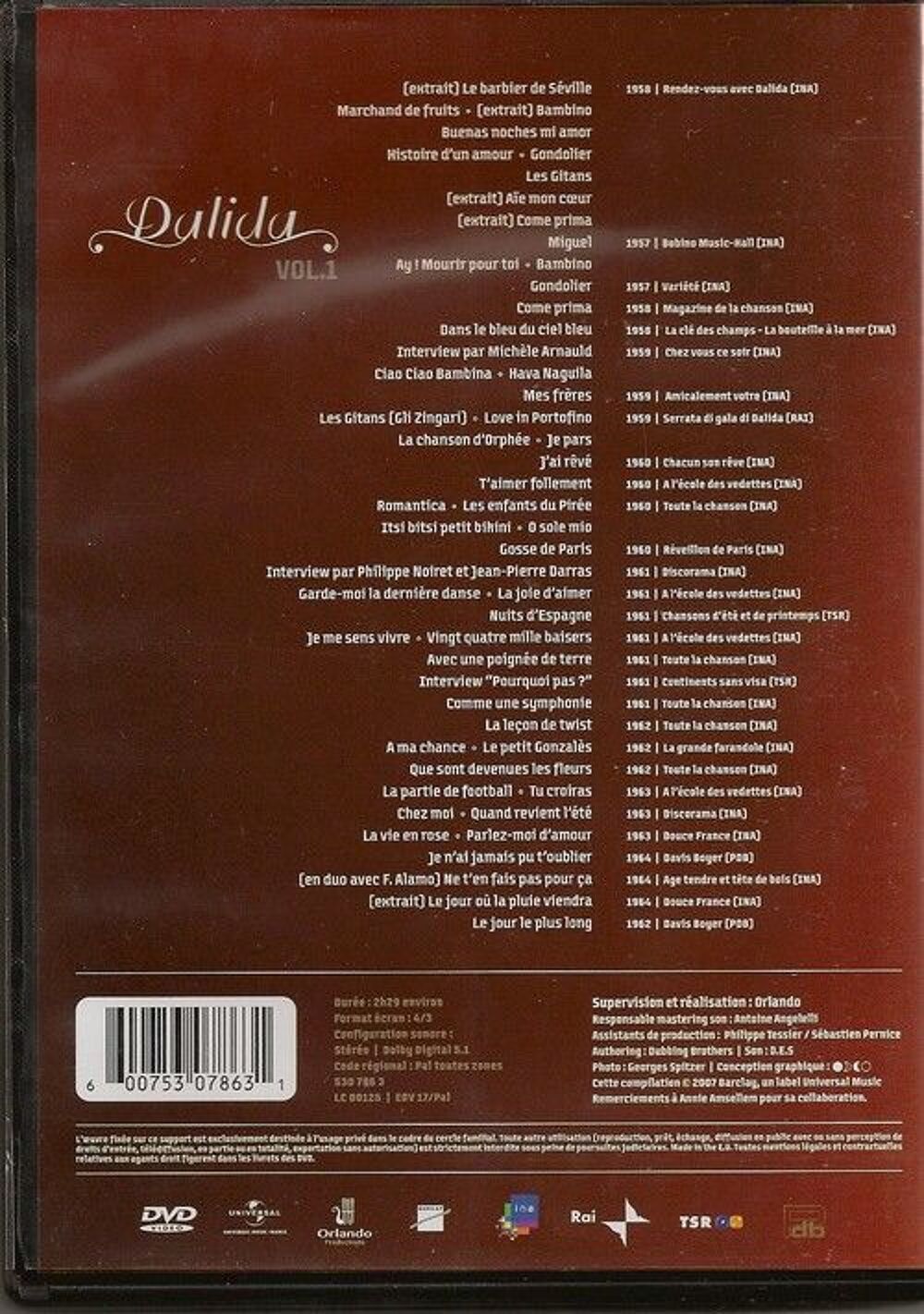 Dalida Une vie Vol 1 CD et vinyles
