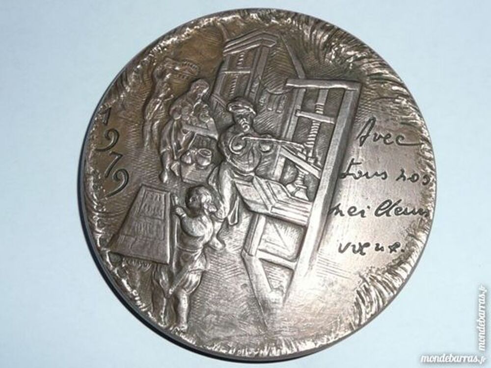 Rare M&eacute;daille en bronze sur imprimerie Chamali&egrave;res 