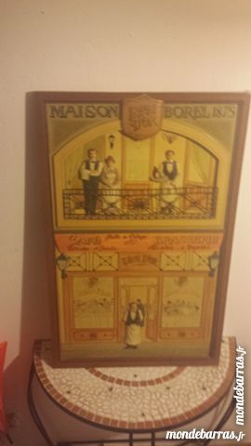 tableau en bois avec sujet en relief style bistrot Décoration