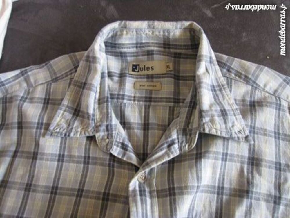 Chemise Jules Manches Courtes Coton Xl Bleu V�tements
