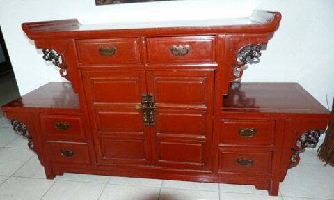 Buffet chinois bois laqu rouge 350 Grenoble (38)