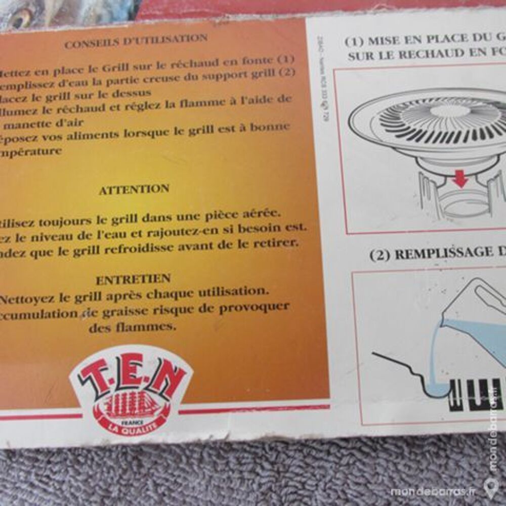 GRILL DE TABLE FONTE tournant + 6 ramequins Electromnager