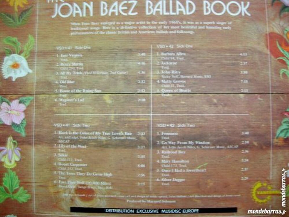 DOUBLE 33 TOURS JOAN BAEZ Ballad Book CD et vinyles