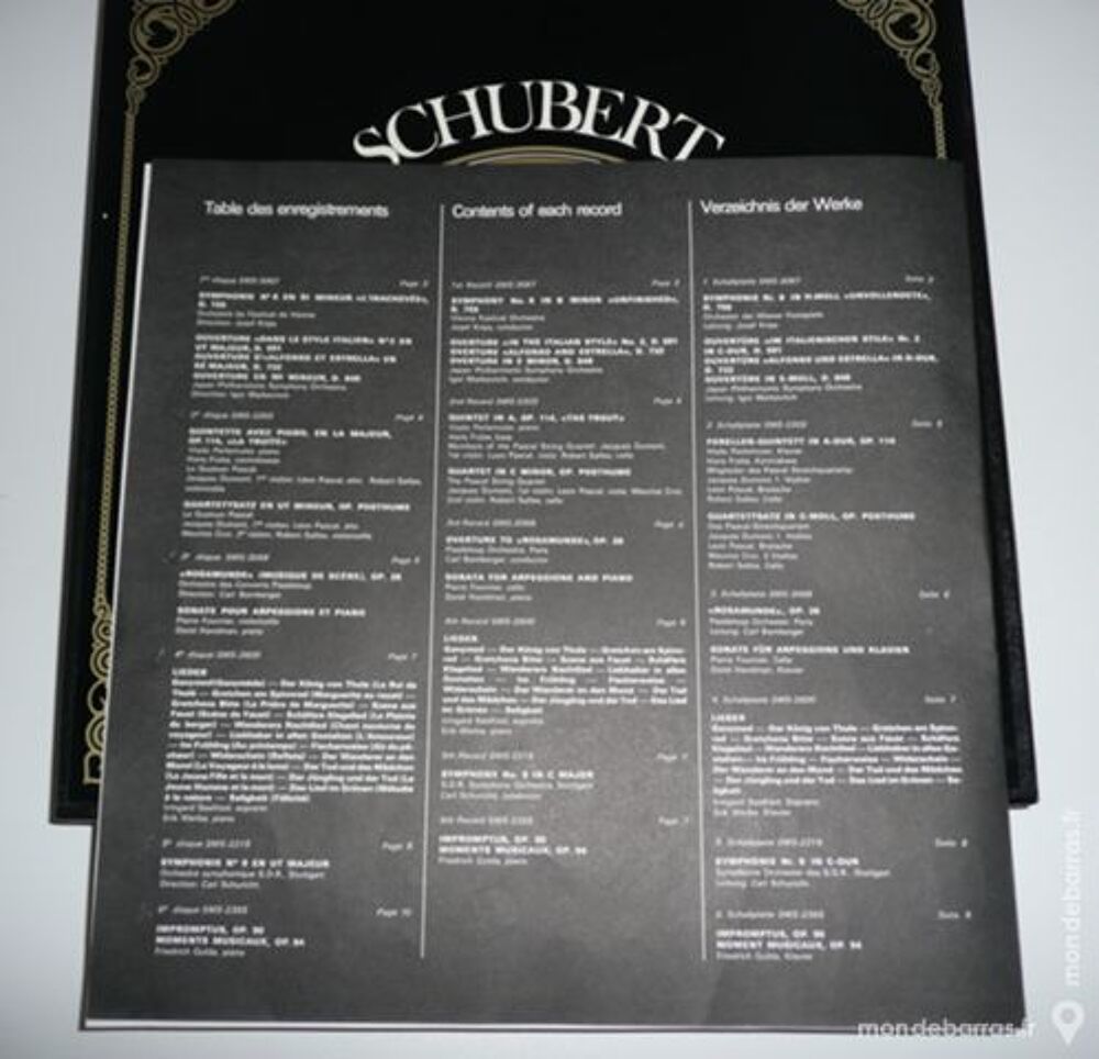 33 tours SCHUBERT Coffret GUILDE INTERNATIONALE DU CD et vinyles