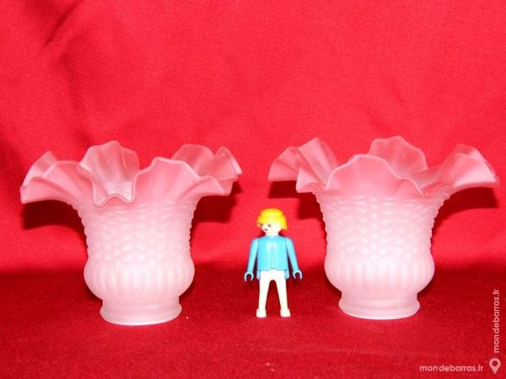 2 Tulipes art d&eacute;co verre lampe lustre abat jour Décoration