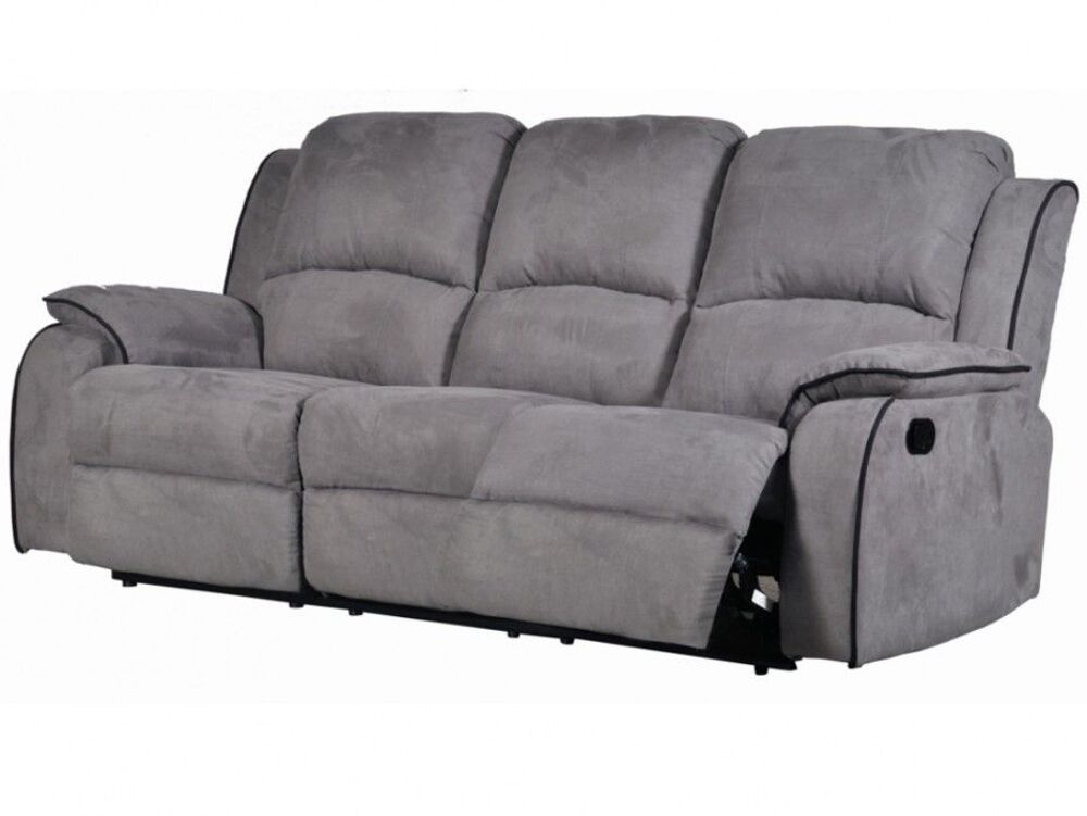 CANAPE 3 PLACES RELAX MICROFIBRES GRIS Meubles