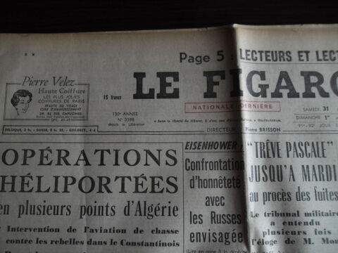 LE FIGARO - 31 Mars & 1er Avril 1956 - Idal Anniversaire. 10 Seclin (59)