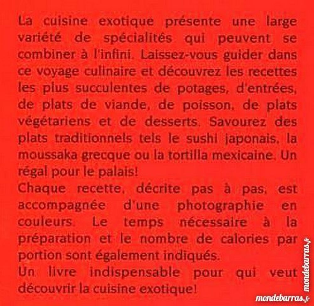 LA CUISINE EXOTIQUE / prixportcompris Livres et BD