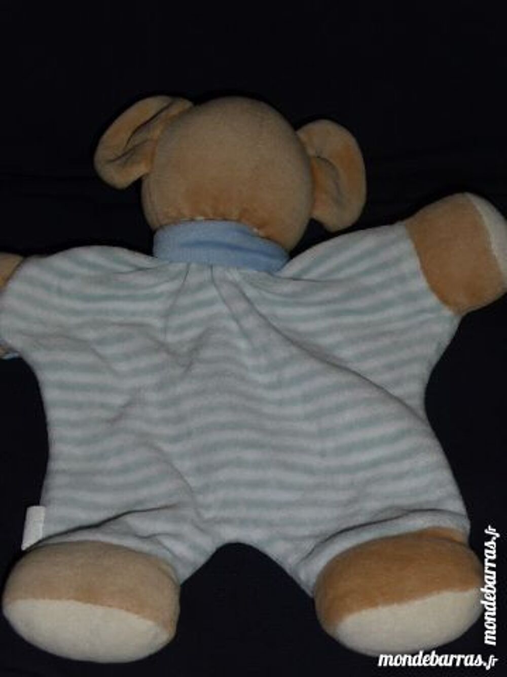 Doudou plat souris ray&eacute; bleu LUC BERNAERT Puériculture
