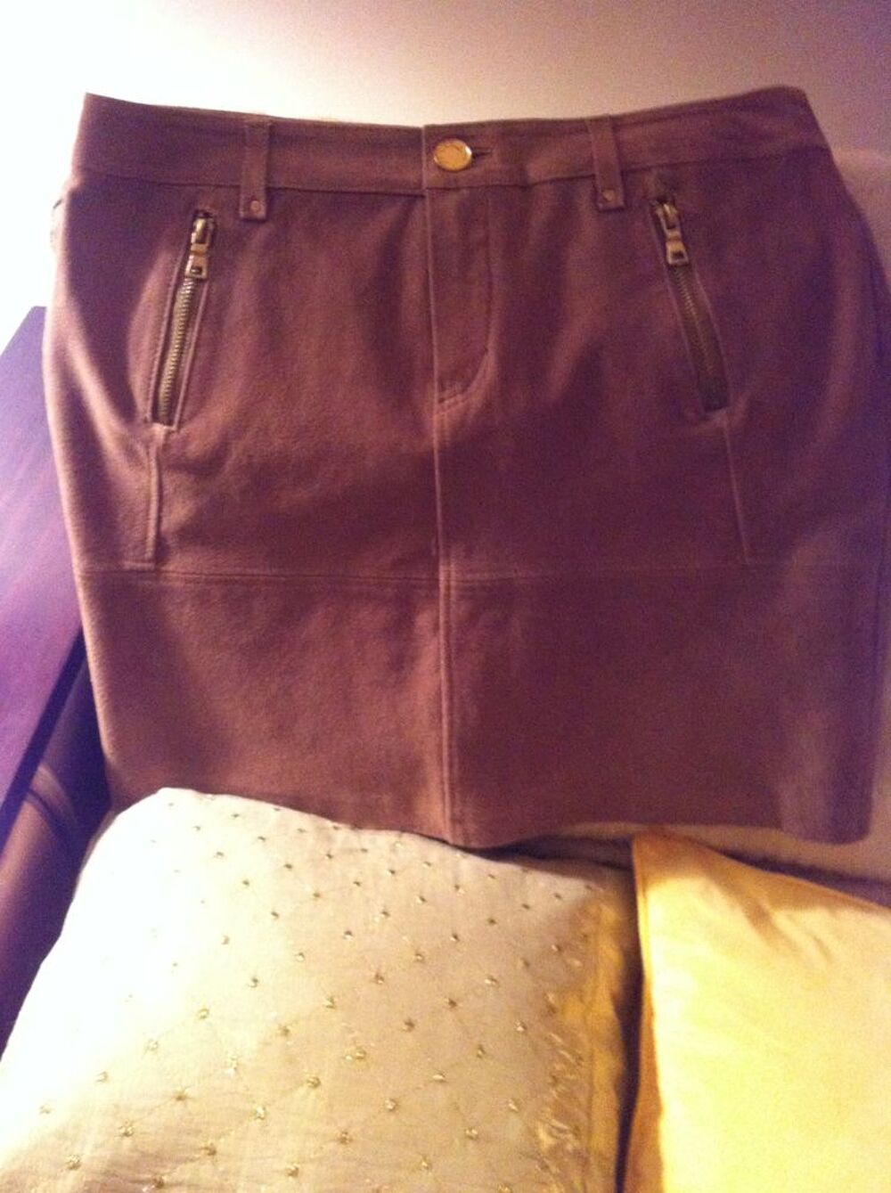 JUPE EN PEAU VERITABLE NATURELLE BEIGE Vêtements