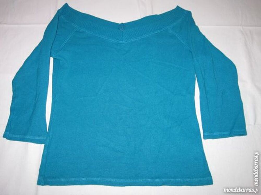 Pull Naf Naf M Bleu canard femme manche 3/4 Vêtements