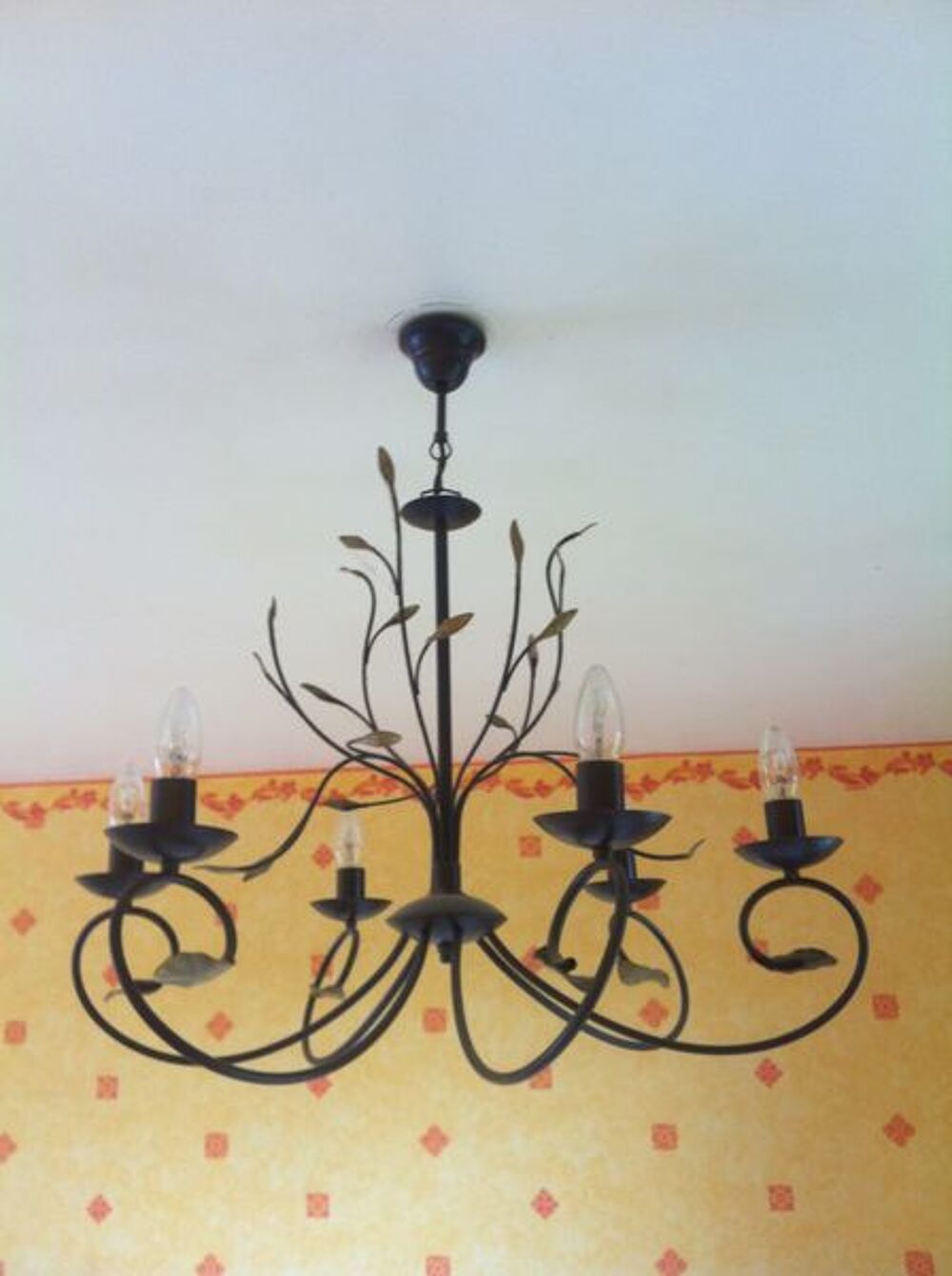 Superbe lustre fer forge noir Décoration