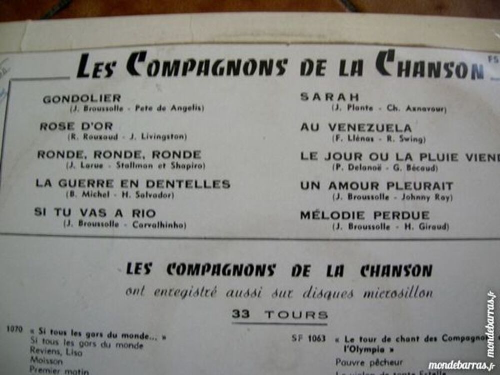 25 CM LES COMPAGNONS de la CHANSON CD et vinyles