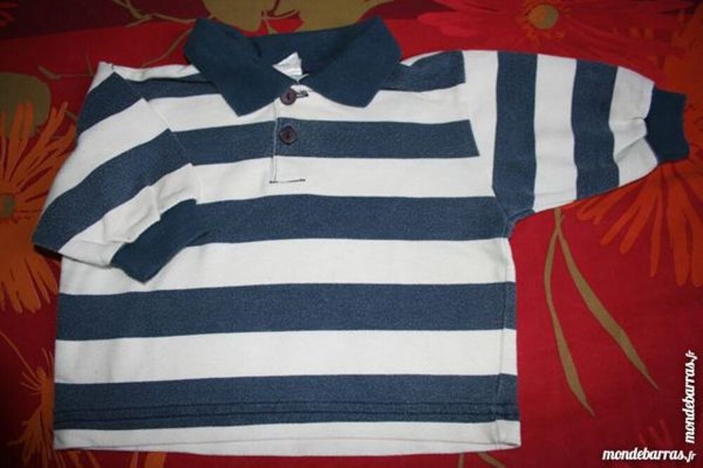 Lot 2 polos marine/blanc 6 mois Gar&ccedil;on MIROTON Vêtements enfants