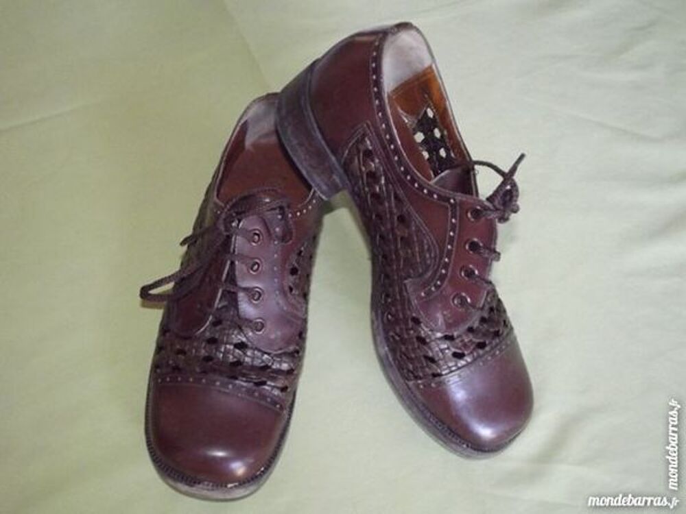 Vintage SOULIER d'&eacute;t&eacute; homme cuir 70' Chaussures