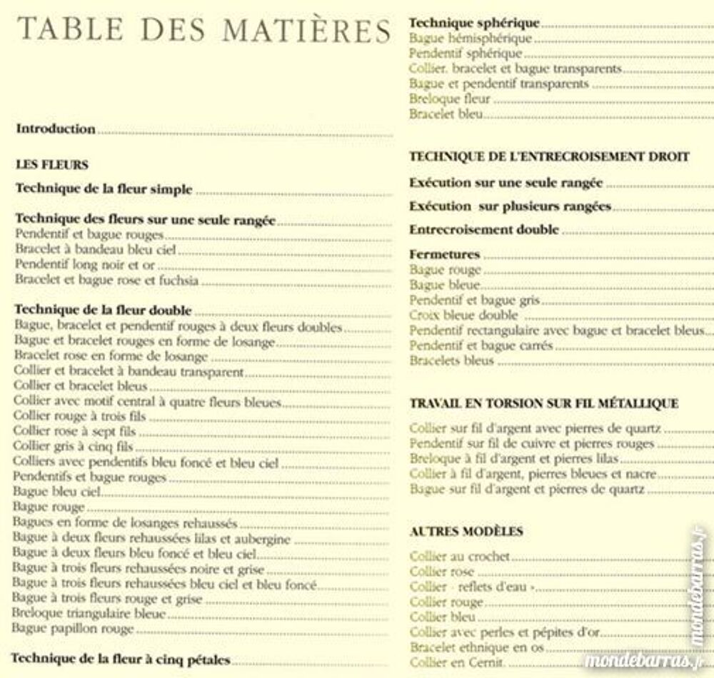 LES BIJOUX EN PERLES / prixportcompris Livres et BD