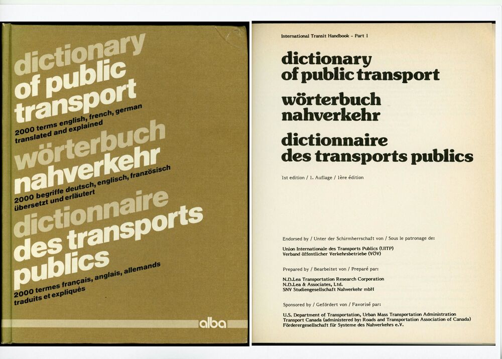 Dictionnaire des Transports Publics 3 langues Livres et BD
