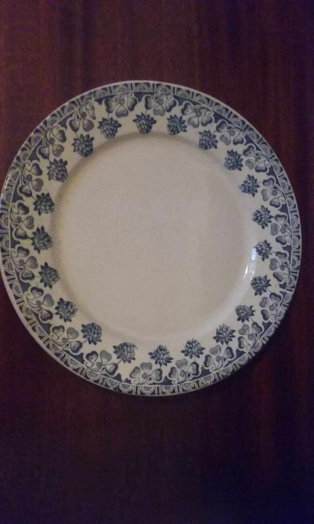 Lot de 2 assiettes plates Badonviller "Tr&egrave;fle" Décoration