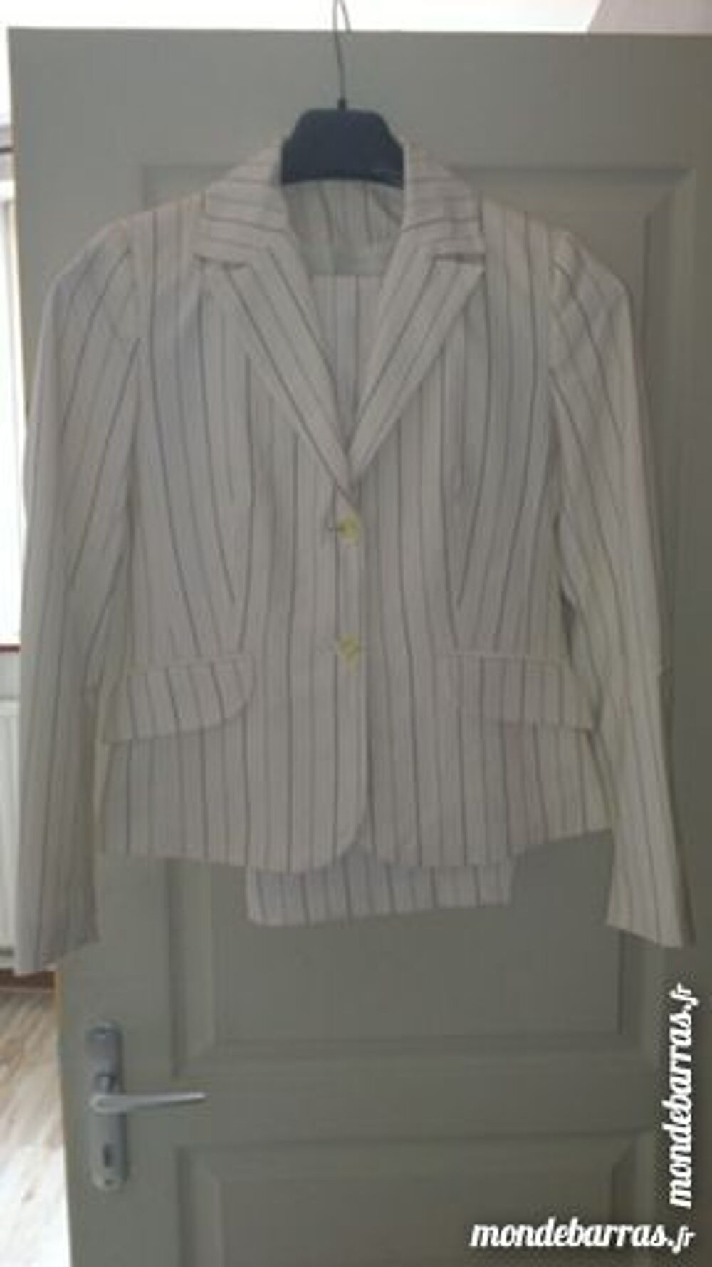 tailleur pantalon blanc rayures anthracite Vêtements