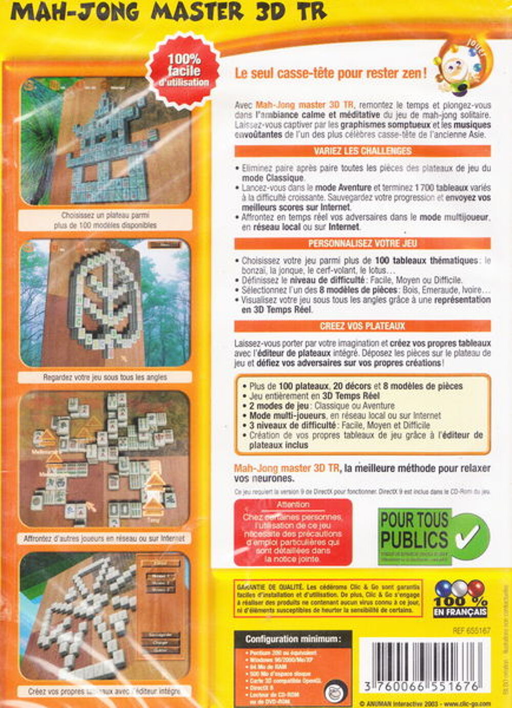 CD jeu PC Mah-Jong master 3D TR NEUF blister
Consoles et jeux vidéos