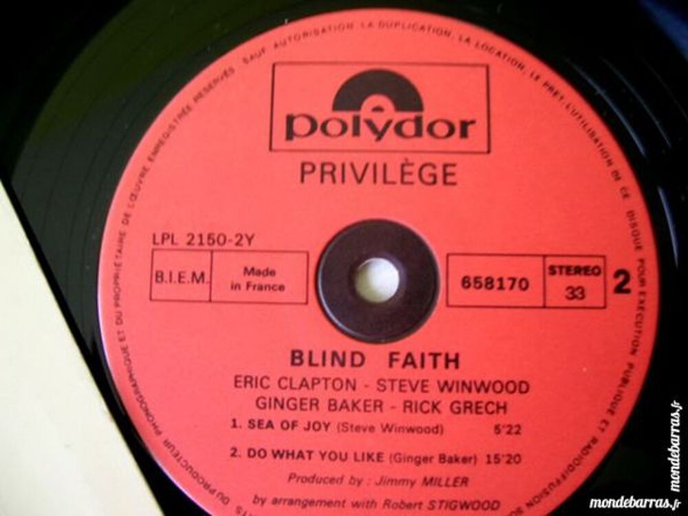 33 TOURS BLIND FAITH Blind faith CD et vinyles