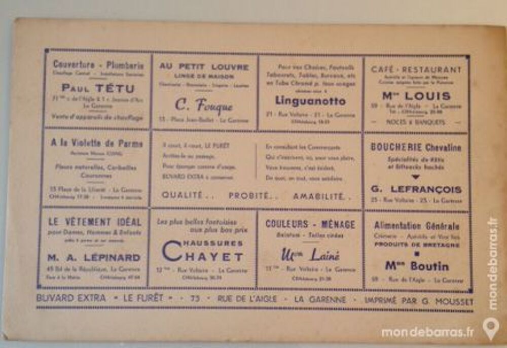 Buvard publicitaire ancien 