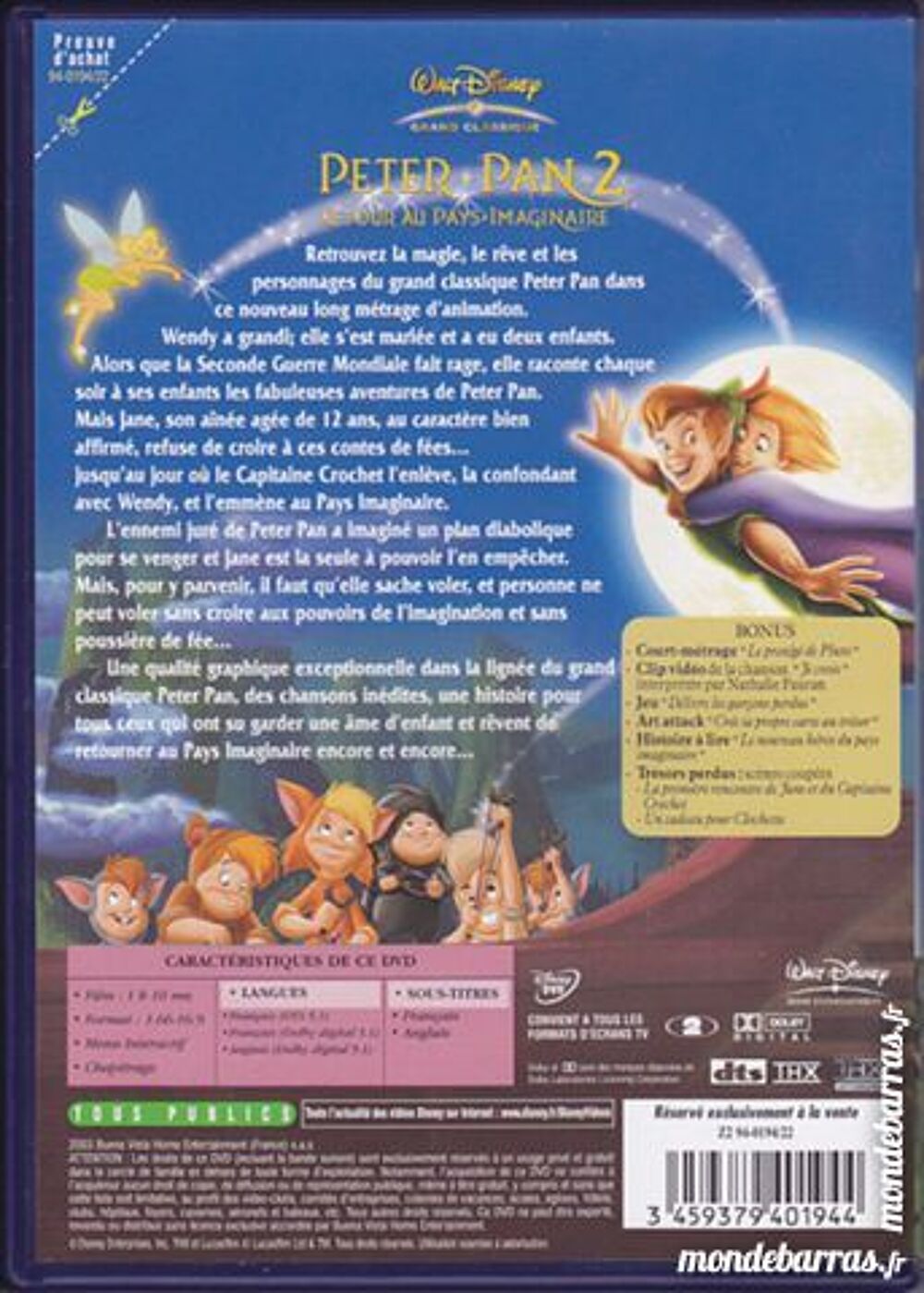 PETER PAN 2 DVD walt disney N&deg; 66 DVD et blu-ray