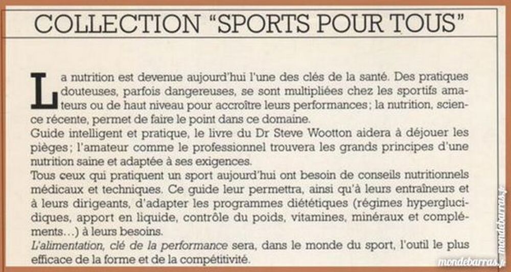 SPORT - performance ALIMENTATION / prixportcompris Livres et BD
