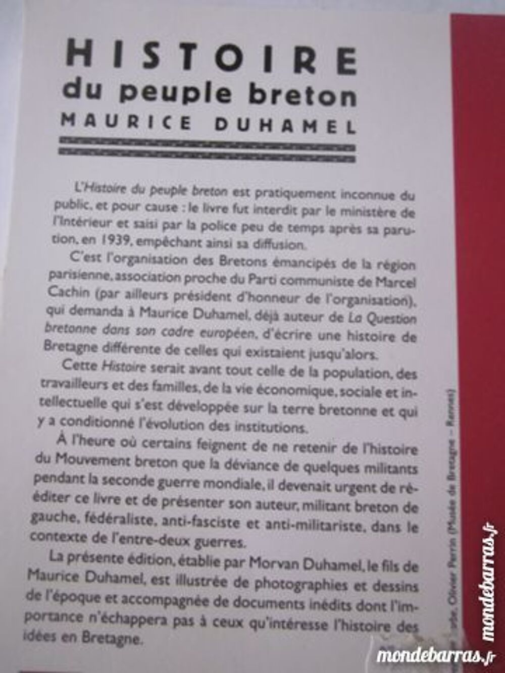HISTOIRE DU PEUPLE BRETON par MAURICE DUHAMEL Livres et BD