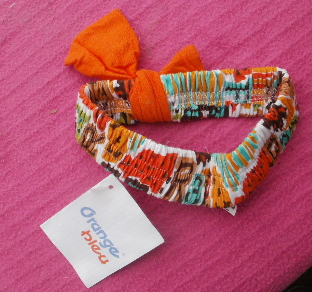 Bandeau serre tete bebe ORANGE BLEU, neuf Vêtements enfants