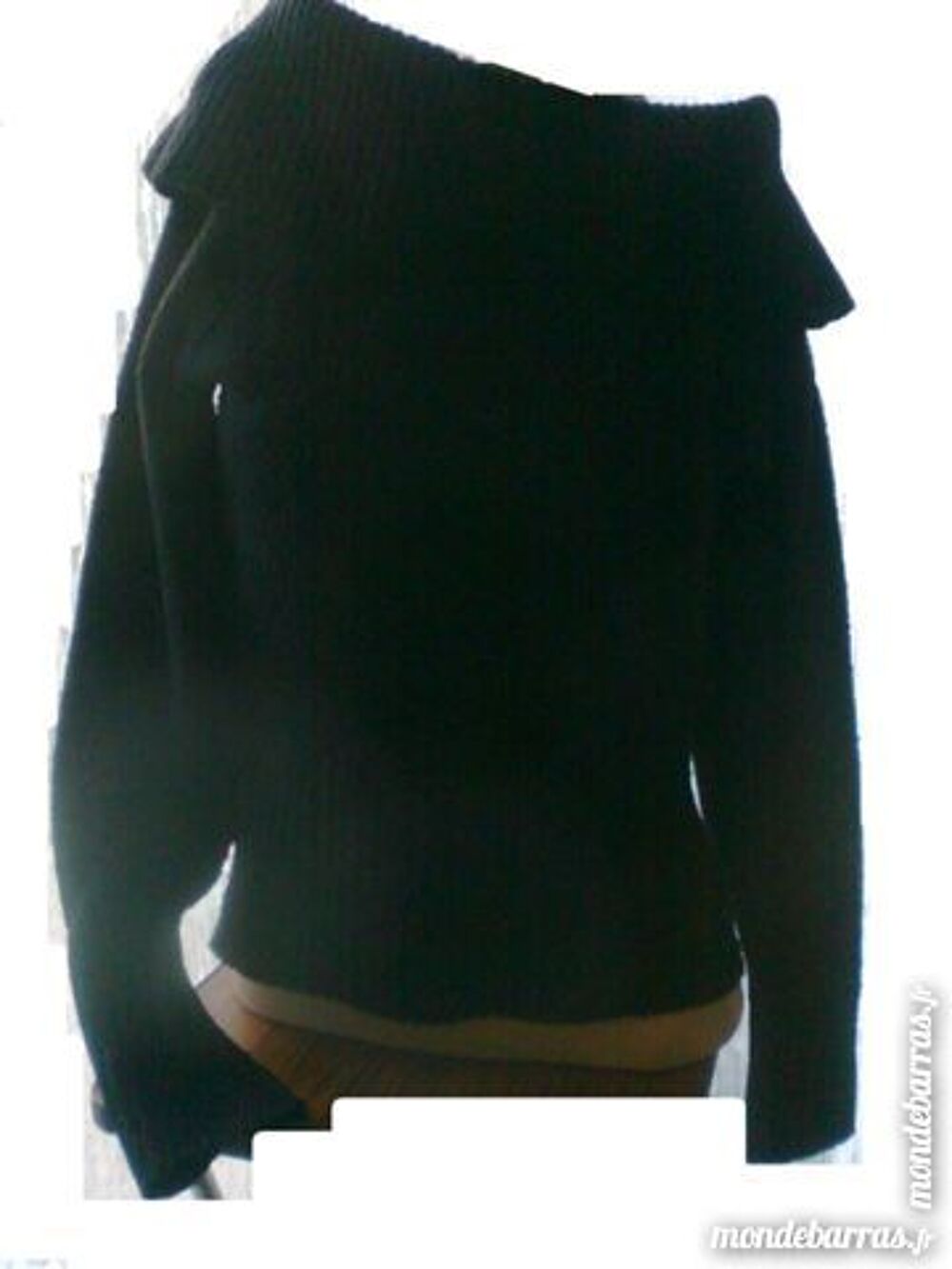 joli gilet fin blanc, col roul&eacute; noir 36 - zoe Vêtements