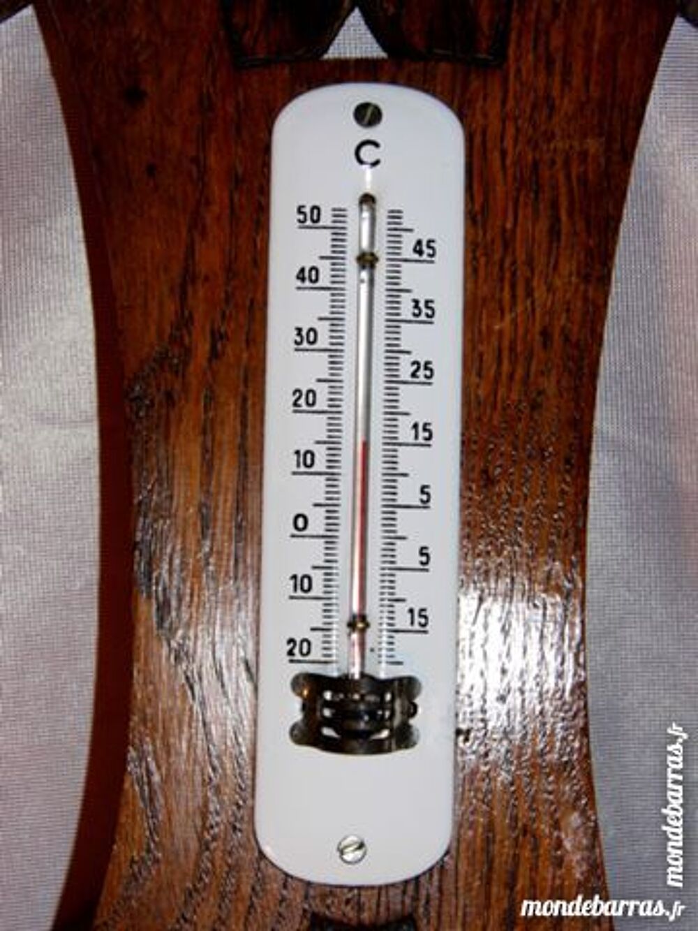 Barom&egrave;tre thermom&egrave;tre ancien art deco &eacute;maill&eacute; bois Décoration