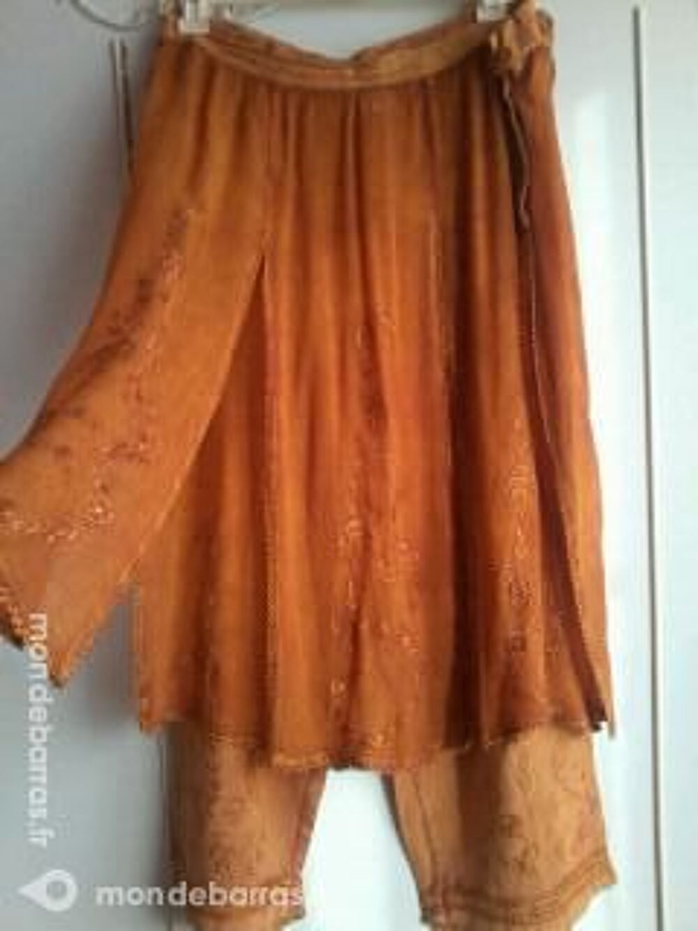 ENSEMBLE TISSU INDIEN ORANGE SAUMON TAILLE L Vêtements