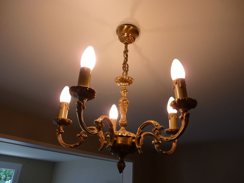 Lustre Louis XV cinq branches en bronze Décoration