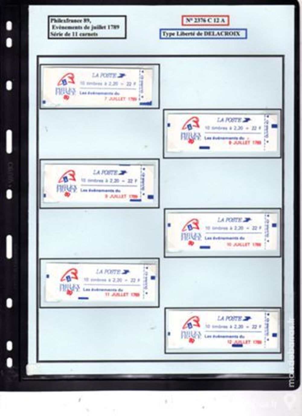 Rare : Philexfrance 89, s&eacute;rie COMPLETE de 11 carne 