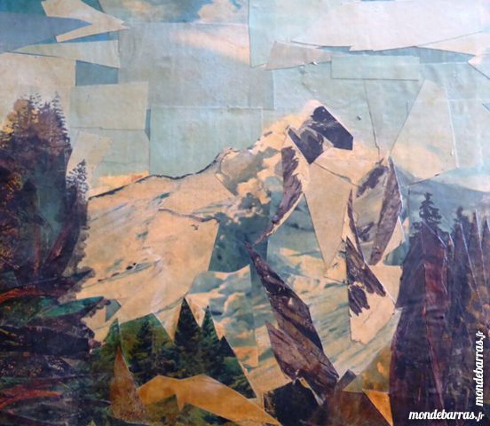 Tableau paysage  collage papier Dcoration
