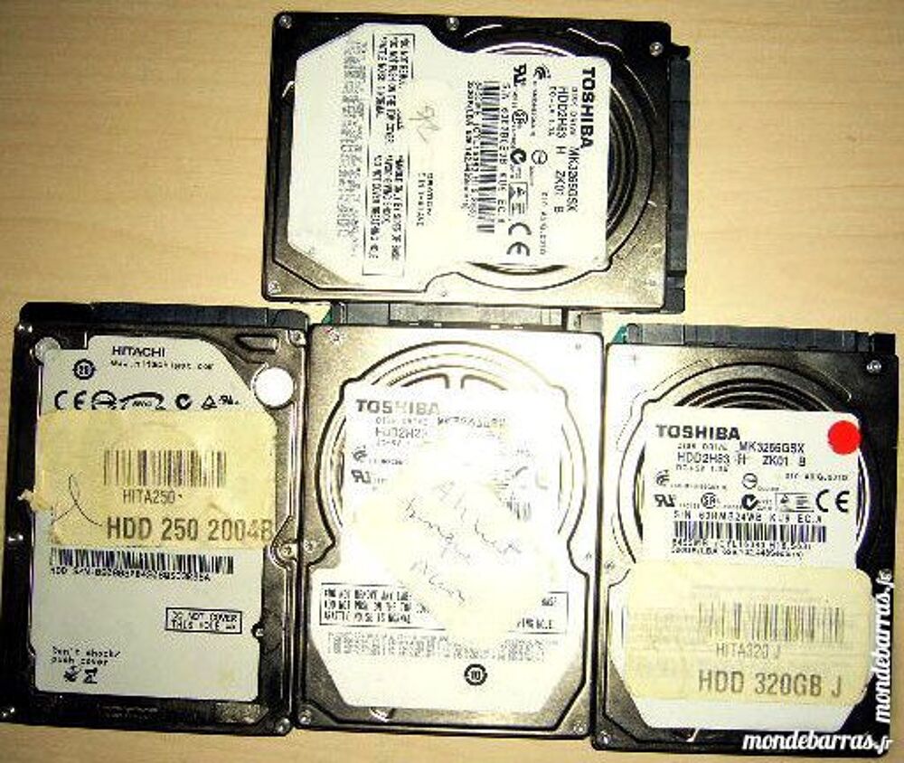 4 disques durs sata Toshiba 320Gb et 250 &agrave; reparer Matériel informatique