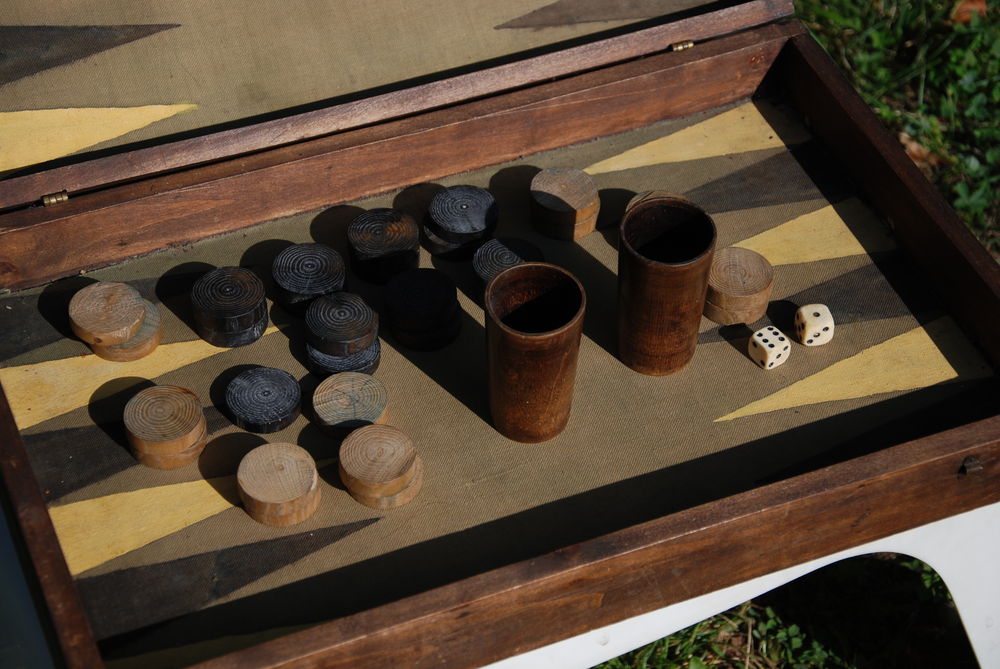 Malette bois ancien jeux de Backgammon Jeux / jouets