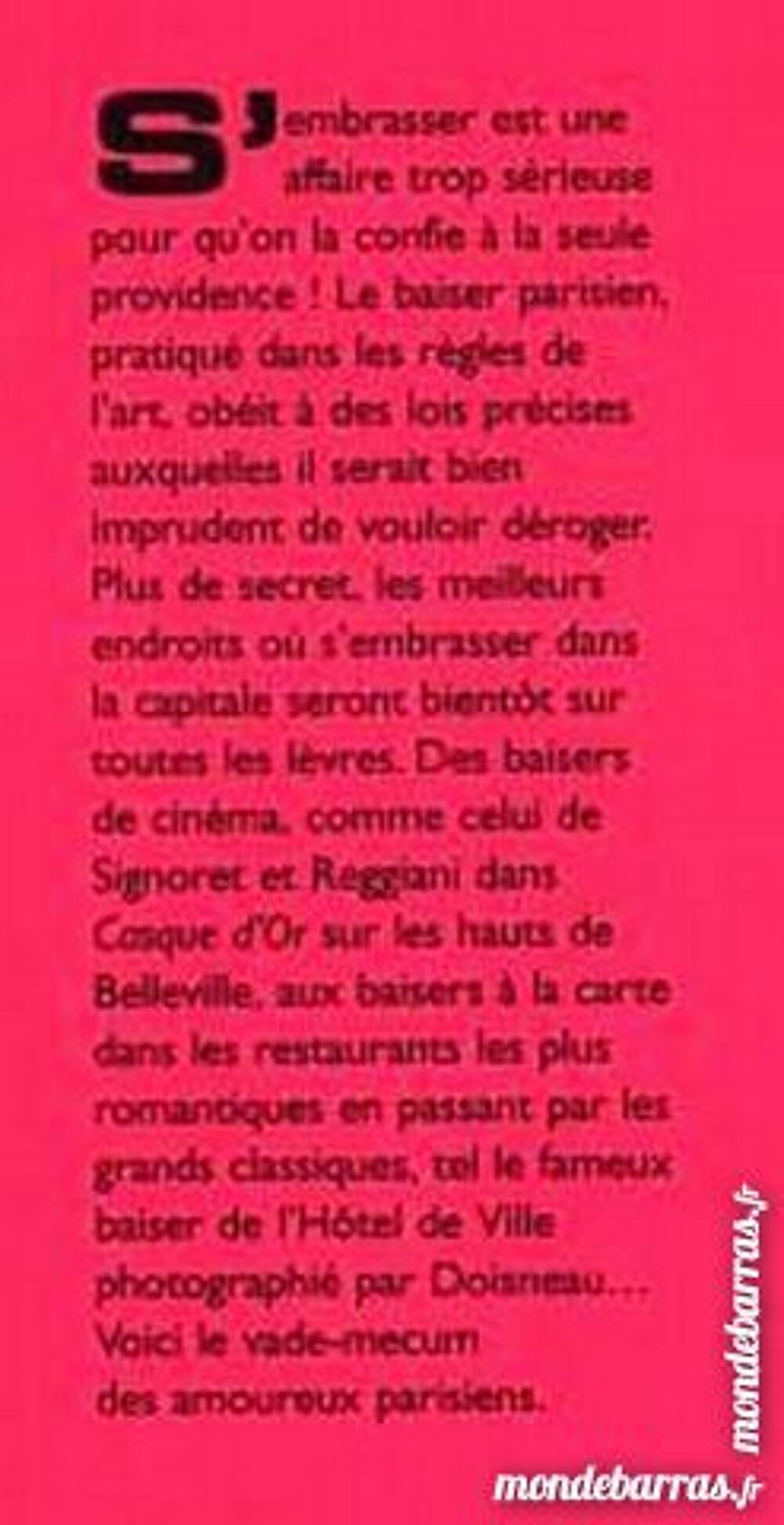 O&ugrave; s'embrasser &agrave; Paris / prixportcompris Livres et BD