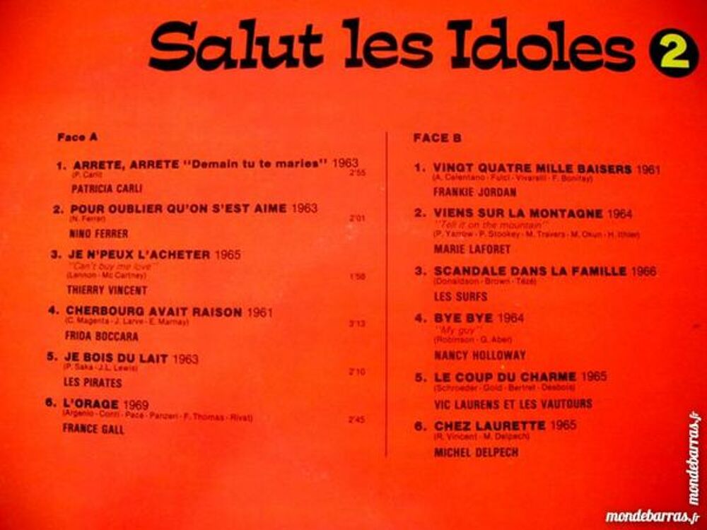 33 TOURS SALUT LES IDOLES Volume 2 CD et vinyles