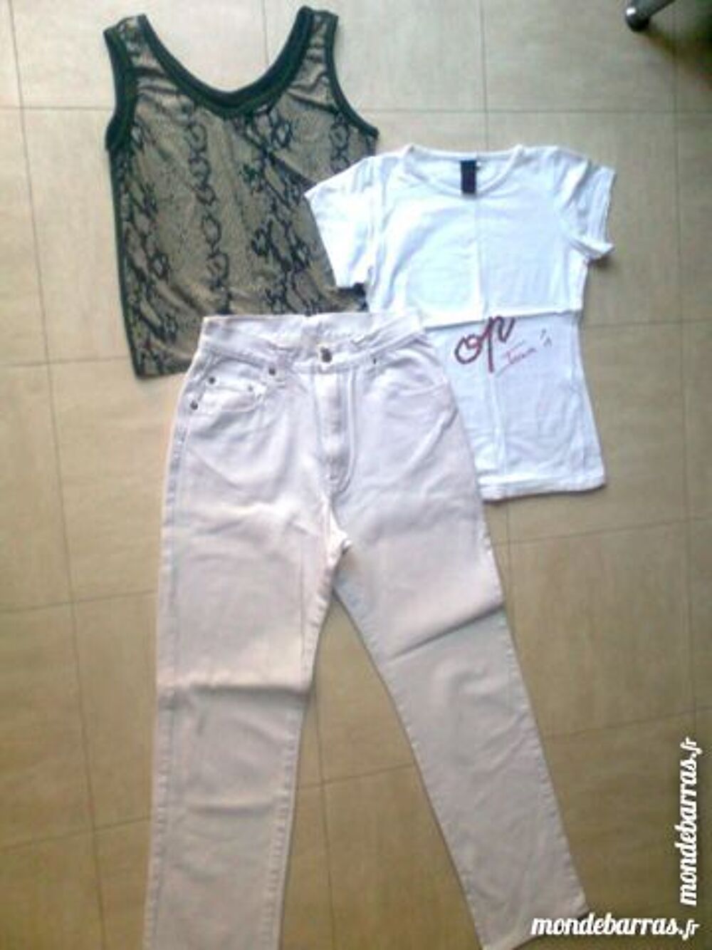 pantalon blanc jean + 2 hauts - S - zoe Vêtements