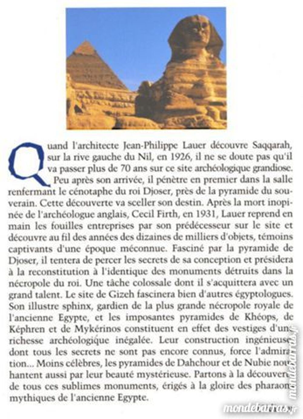 MAGNIFIQUES PYRAMIDES et SPHINX Livres et BD