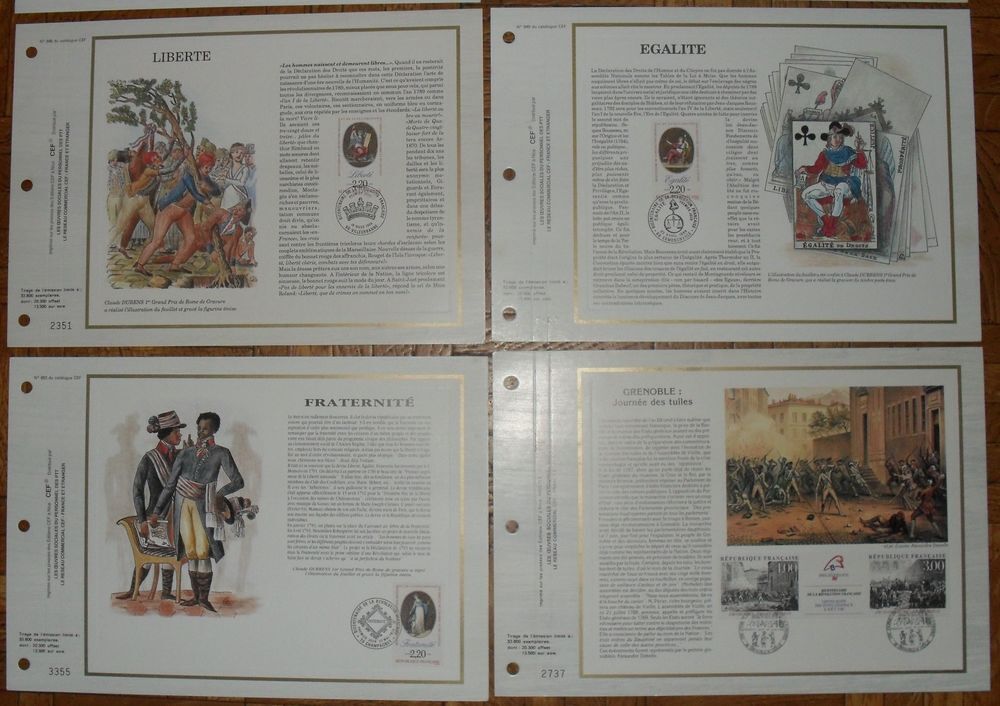 6 Feuillets Philat&eacute;liques CEF th&egrave;me R&eacute;volution Fran&ccedil;aise 