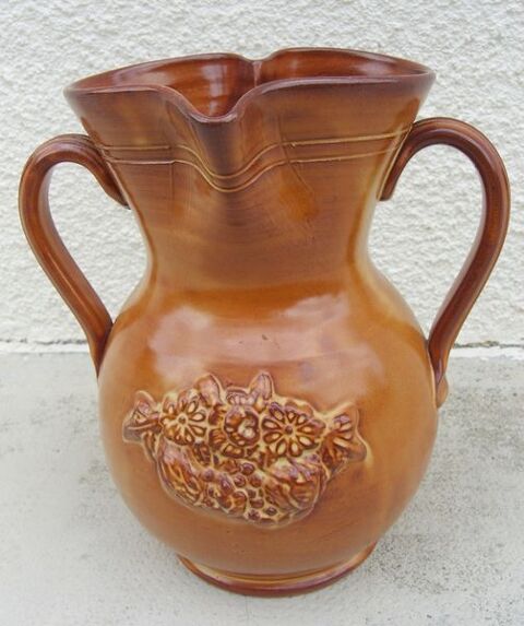 Vase gr�s �maill� 27 cm d�cor relief 5 Balma (31)