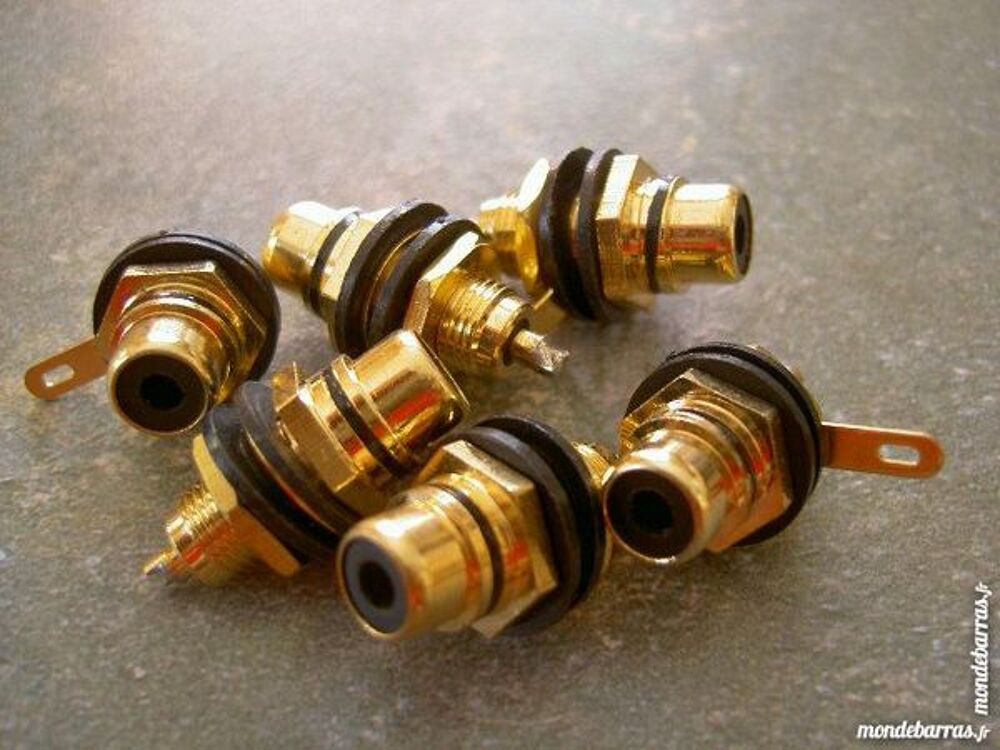 Lot de 6 connecteurs RCA/CINCH chassis dor&eacute;s Bricolage