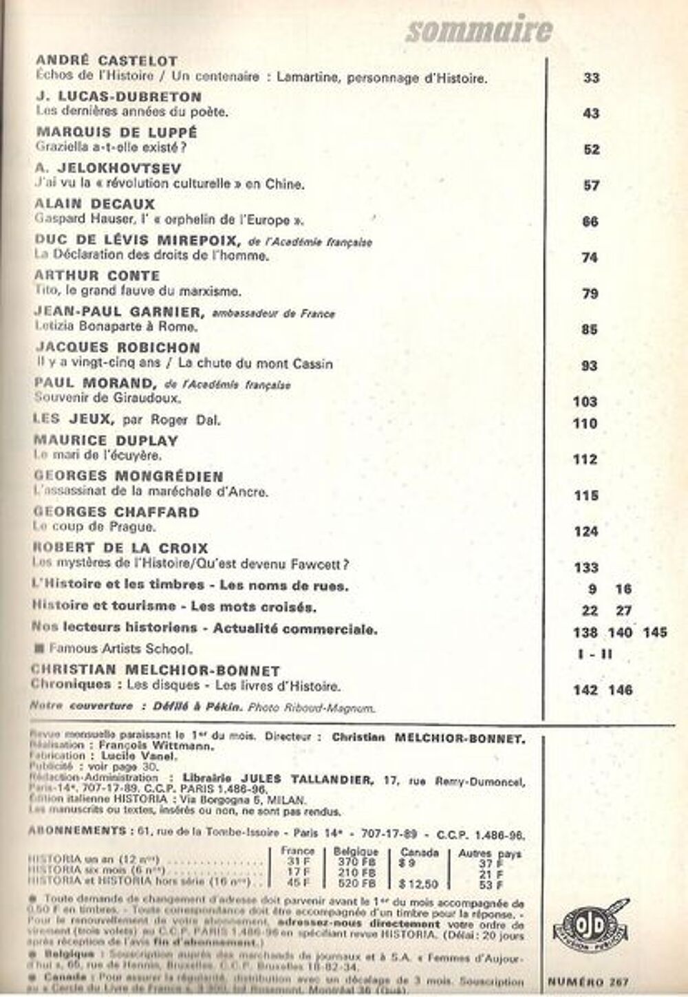 Revue Historia n&deg; 267 (f&eacute;vrier 1969) Livres et BD