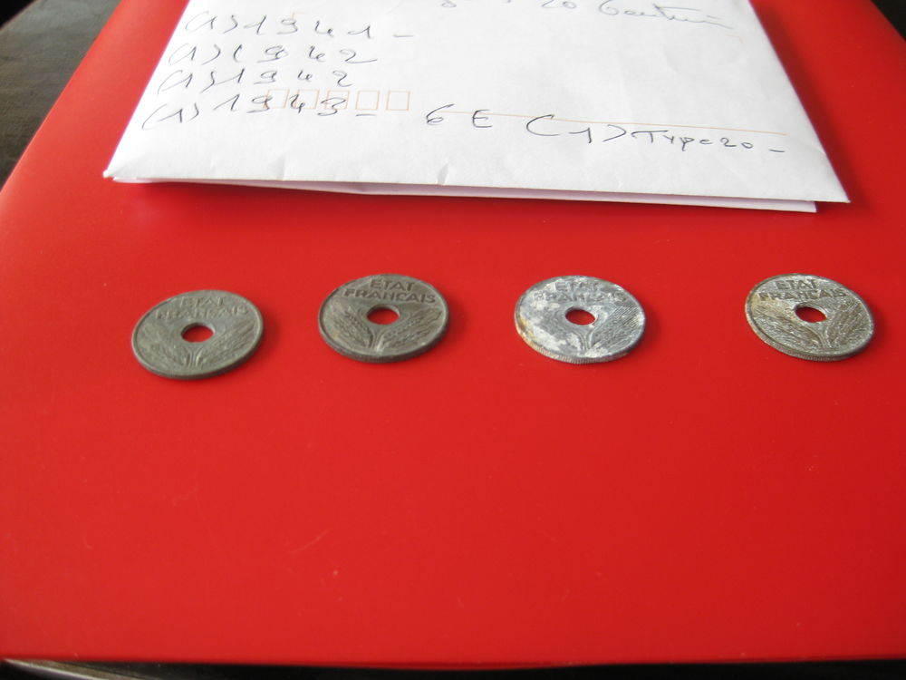 pi&eacute;ce france 20 centimes &eacute;tat fran&ccedil;ais 1941 1942 1943 