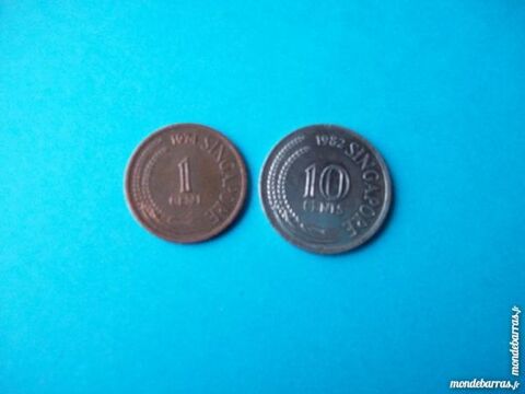 2 PICES DE SINGAPOUR 1 CENT DE 1974 ET 10 CENT DE 2 Wattignies (59)